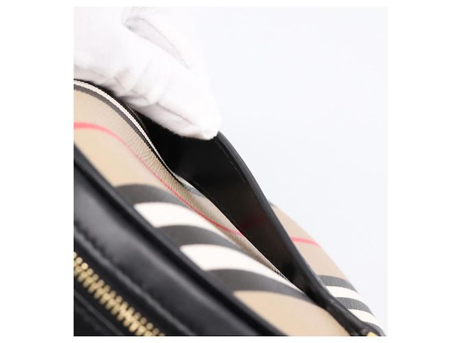 Borsa BURBERRY Nova Check Icon Stripe Louise Bag PVC 2way Beige 8051846 Auth SW2764M D'oro - vista 25