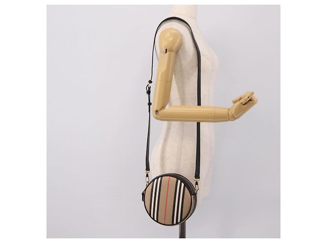 Borsa BURBERRY Nova Check Icon Stripe Louise Bag PVC 2way Beige 8051846 Auth SW2764M D'oro - vista 26