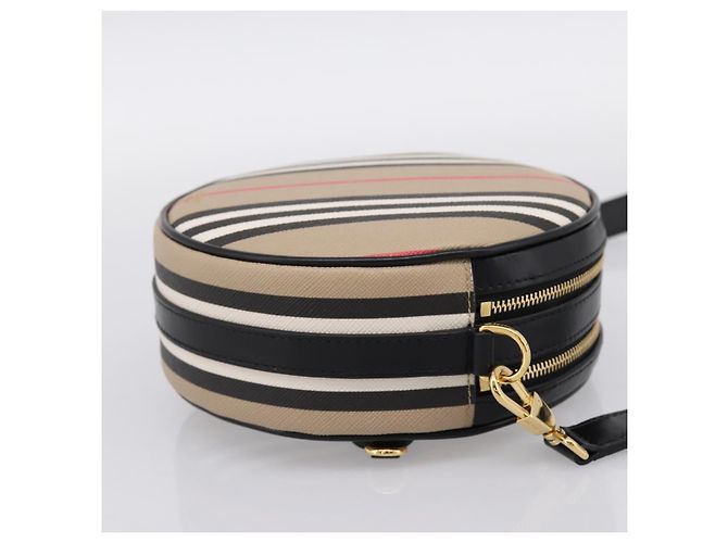 Borsa BURBERRY Nova Check Icon Stripe Louise Bag PVC 2way Beige 8051846 Auth SW2764M D'oro - vista 3