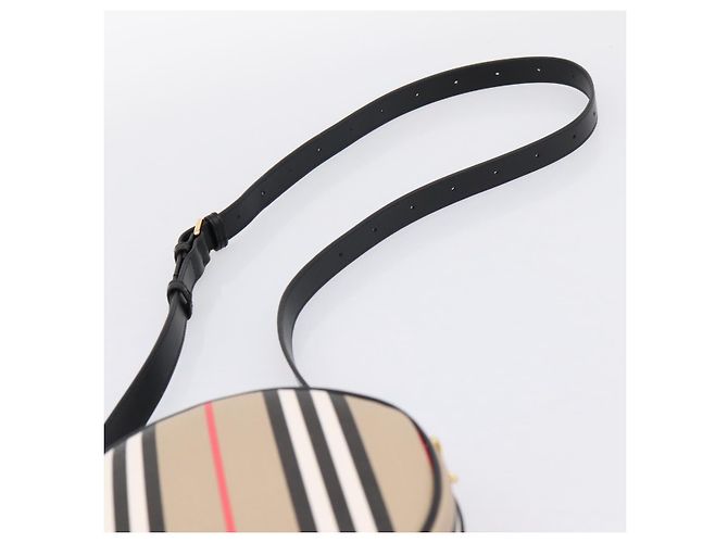 Borsa BURBERRY Nova Check Icon Stripe Louise Bag PVC 2way Beige 8051846 Auth SW2764M D'oro - vista 8