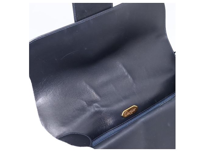 Borsa a tracolla CARTIER Sapphire Line in pelle nera e oro Auth ki6781A Nero D'oro - vista 10