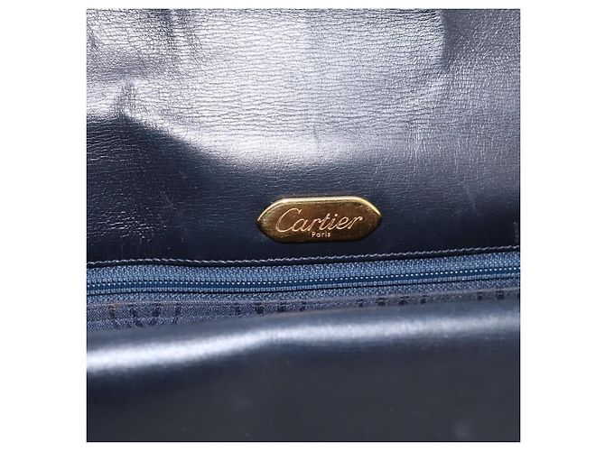 Borsa a tracolla CARTIER Sapphire Line in pelle nera e oro Auth ki6781A Nero D'oro - vista 11