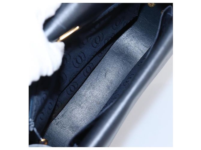 Borsa a tracolla CARTIER Sapphire Line in pelle nera e oro Auth ki6781A Nero D'oro - vista 12
