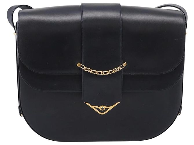 Borsa a tracolla CARTIER Sapphire Line in pelle nera e oro Auth ki6781A Nero D'oro - vista 13