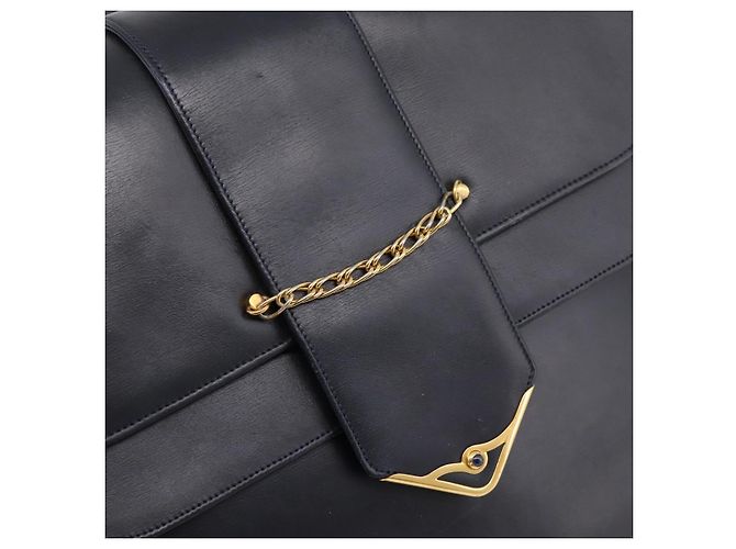 Borsa a tracolla CARTIER Sapphire Line in pelle nera e oro Auth ki6781A Nero D'oro - vista 17