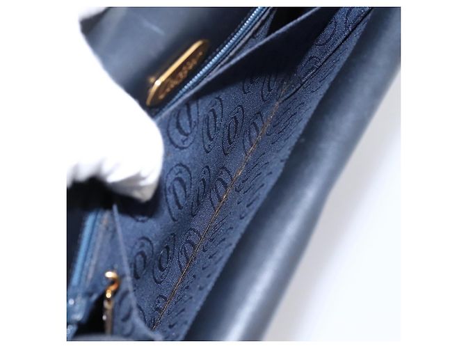 Borsa a tracolla CARTIER Sapphire Line in pelle nera e oro Auth ki6781A Nero D'oro - vista 22