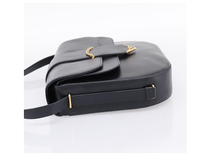 Borsa a tracolla CARTIER Sapphire Line in pelle nera e oro Auth ki6781A Nero D'oro - vista 3