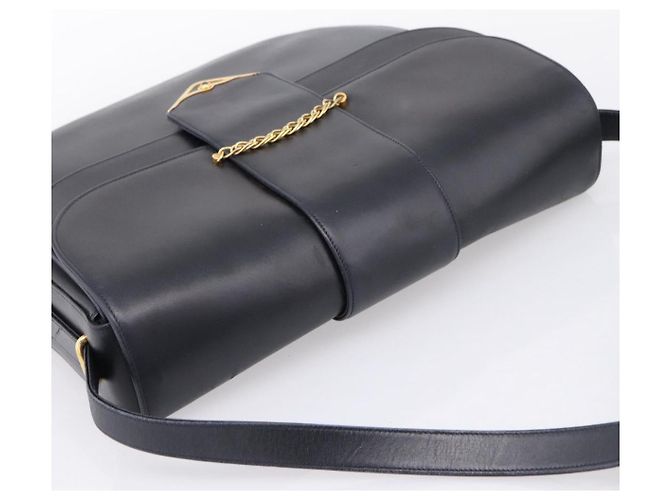 Borsa a tracolla CARTIER Sapphire Line in pelle nera e oro Auth ki6781A Nero D'oro - vista 6