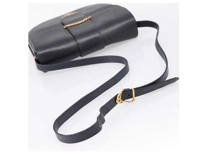 Borsa a tracolla CARTIER Sapphire Line in pelle nera e oro Auth ki6781A Nero D'oro - vista 7