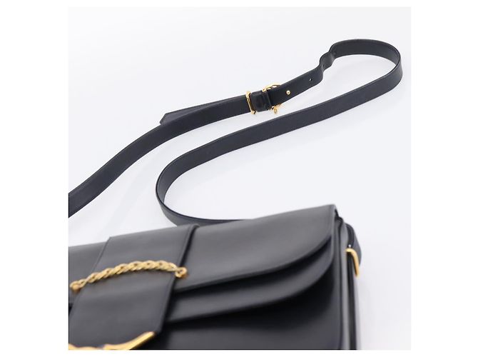 Borsa a tracolla CARTIER Sapphire Line in pelle nera e oro Auth ki6781A Nero D'oro - vista 8