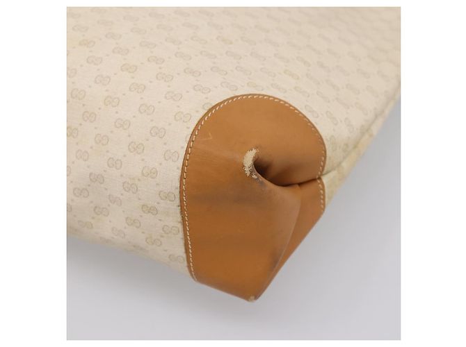 Bolso GUCCI Micro GG Supreme Web Sherry Line PVC Blanco 002 123 0131 Auth 197690 Dorado - vista 15