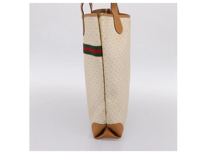 Bolso GUCCI Micro GG Supreme Web Sherry Line PVC Blanco 002 123 0131 Auth 197690 Dorado - vista 4