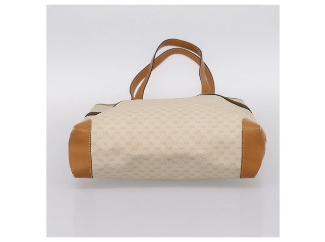 Bolso GUCCI Micro GG Supreme Web Sherry Line PVC Blanco 002 123 0131 Auth 197690 Dorado - vista 5