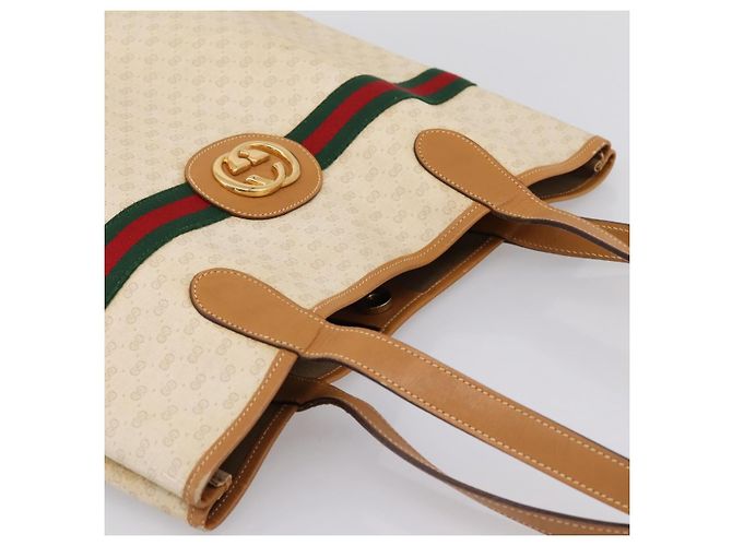 Bolso GUCCI Micro GG Supreme Web Sherry Line PVC Blanco 002 123 0131 Auth 197690 Dorado - vista 6