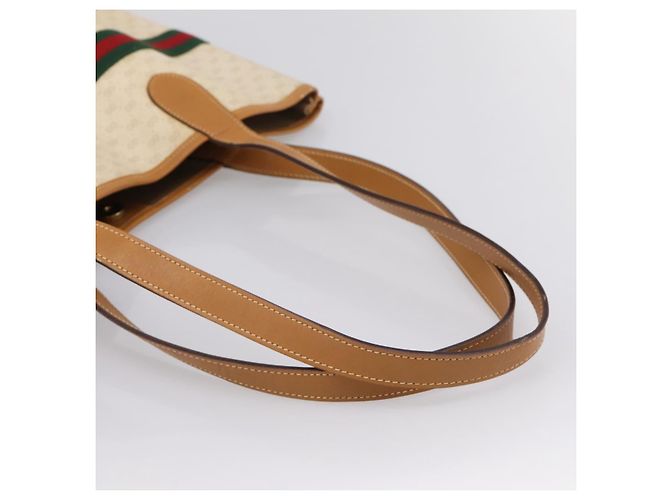 Bolso GUCCI Micro GG Supreme Web Sherry Line PVC Blanco 002 123 0131 Auth 197690 Dorado - vista 7