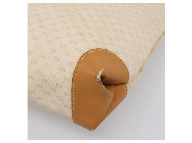 Bolso GUCCI Micro GG Supreme Web Sherry Line PVC Blanco 002 123 0131 Auth 197690 Dorado - vista 9