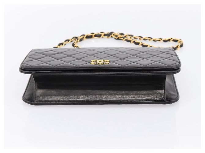 Borsa a tracolla CHANEL Chain Matelasse in pelle d'agnello nera e oro CC Auth yk20824V Nero D'oro - vista 5