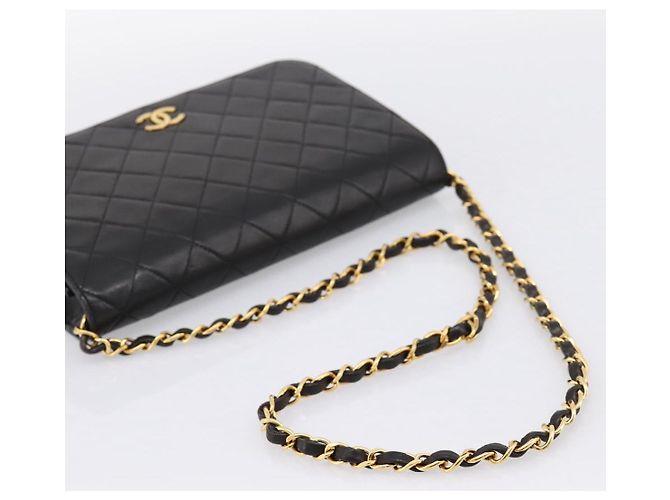 Borsa a tracolla CHANEL Chain Matelasse in pelle d'agnello nera e oro CC Auth yk20824V Nero D'oro - vista 7