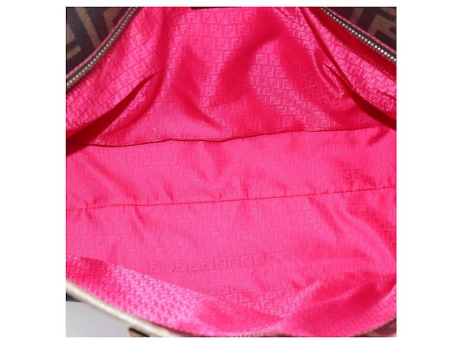 Borsa Tote FENDI Zucca Canvas PVC Marrone Nero Auth 196868 - vista 11
