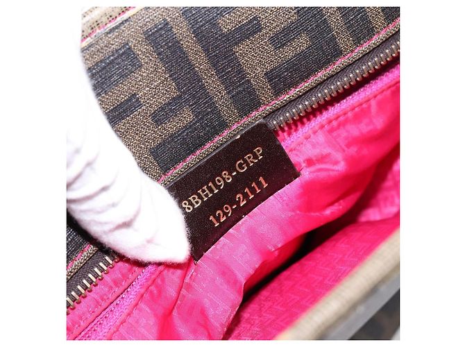 Borsa Tote FENDI Zucca Canvas PVC Marrone Nero Auth 196868 - vista 12