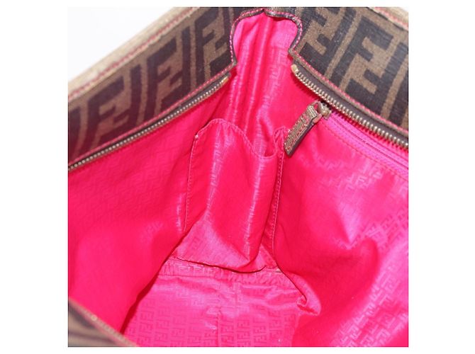 Borsa Tote FENDI Zucca Canvas PVC Marrone Nero Auth 196868 - vista 20