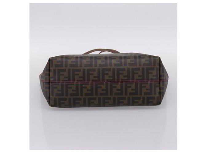 Borsa Tote FENDI Zucca Canvas PVC Marrone Nero Auth 196868 - vista 5