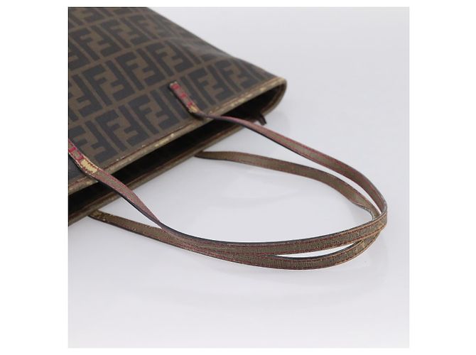 Borsa Tote FENDI Zucca Canvas PVC Marrone Nero Auth 196868 - vista 7