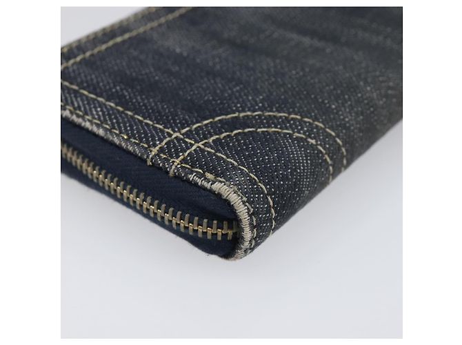 CHANEL COCO Mark Coin Purse Denim Blue Gold CC Auth 196884A Golden - view 16