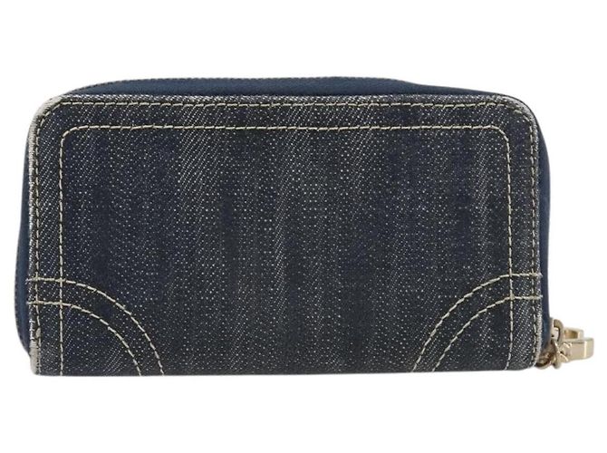 CHANEL COCO Mark Coin Purse Denim Blue Gold CC Auth 196884A Golden - view 2