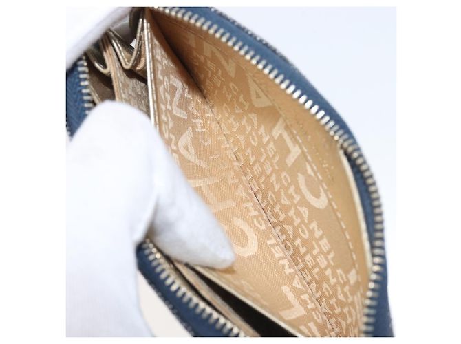 CHANEL COCO Mark Coin Purse Denim Blue Gold CC Auth 196884A Golden - view 20