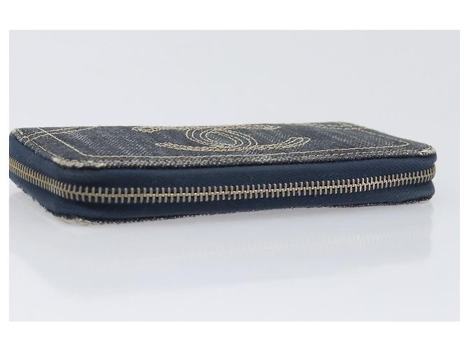 CHANEL COCO Mark Coin Purse Denim Blue Gold CC Auth 196884A Golden - view 5