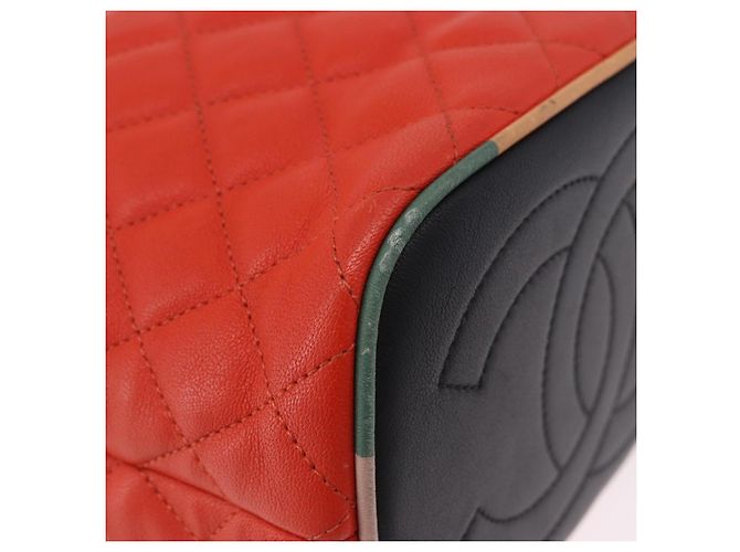 Sac à épaule à chaîne CHANEL Matelassé en cuir Caviar 2 voies Rouge Argent CC Auth 197163M Argenté - vue 16