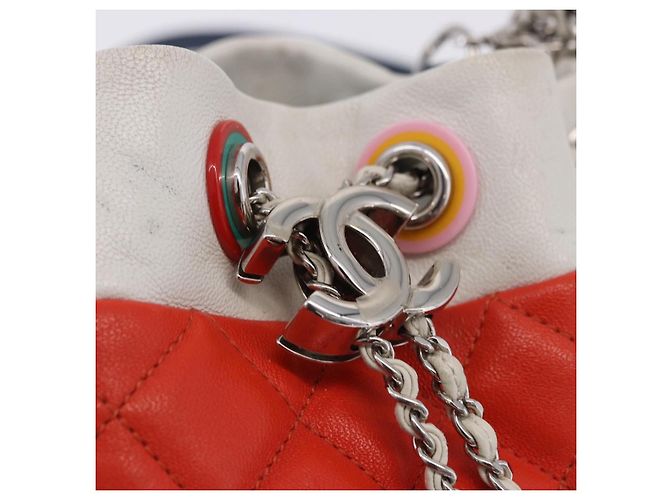 Sac à épaule à chaîne CHANEL Matelassé en cuir Caviar 2 voies Rouge Argent CC Auth 197163M Argenté - vue 21