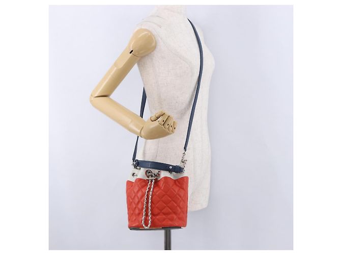 Sac à épaule à chaîne CHANEL Matelassé en cuir Caviar 2 voies Rouge Argent CC Auth 197163M Argenté - vue 26