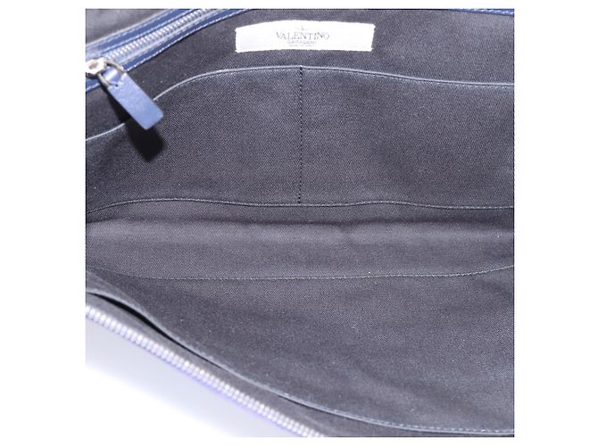 Borsa a pochette VALENTINO Canvas Navy Silver Auth BA15372A Argento Blu navy - vista 10