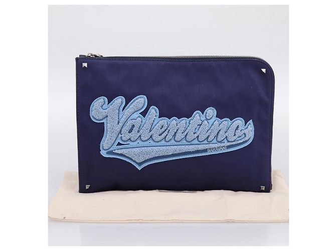 Borsa a pochette VALENTINO Canvas Navy Silver Auth BA15372A Argento Blu navy - vista 12