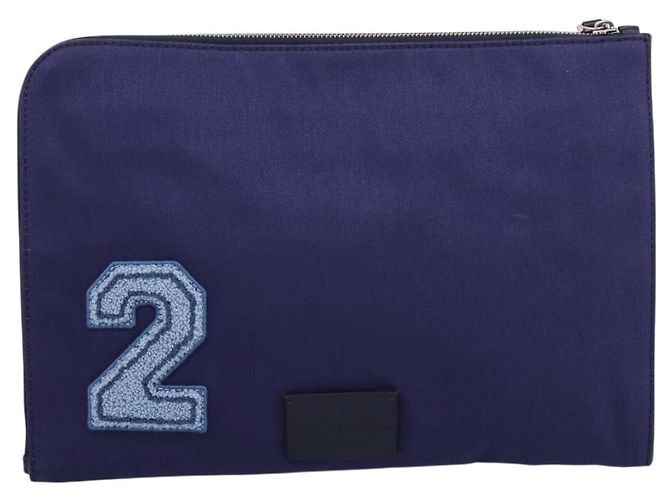 Borsa a pochette VALENTINO Canvas Navy Silver Auth BA15372A Argento Blu navy - vista 2