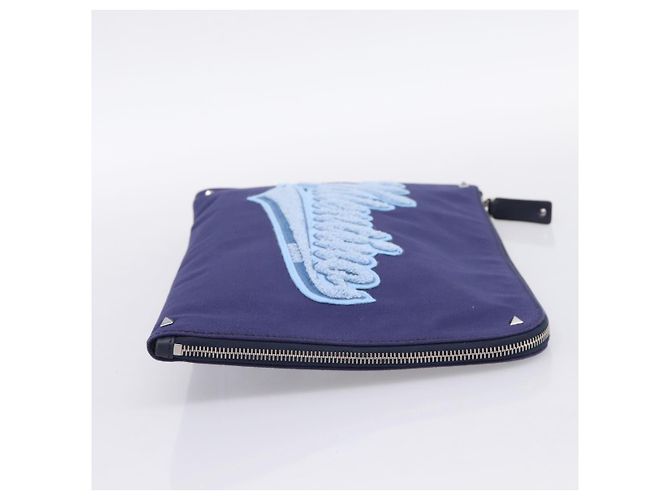 Borsa a pochette VALENTINO Canvas Navy Silver Auth BA15372A Argento Blu navy - vista 4
