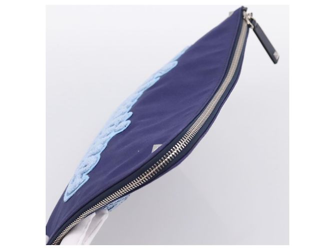 Borsa a pochette VALENTINO Canvas Navy Silver Auth BA15372A Argento Blu navy - vista 5