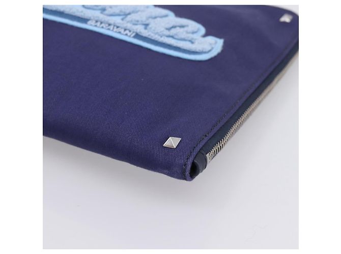 Borsa a pochette VALENTINO Canvas Navy Silver Auth BA15372A Argento Blu navy - vista 7