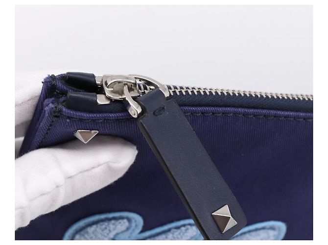 Borsa a pochette VALENTINO Canvas Navy Silver Auth BA15372A Argento Blu navy - vista 8