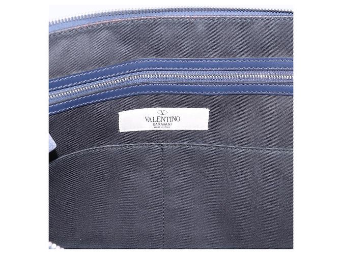 Borsa a pochette VALENTINO Canvas Navy Silver Auth BA15372A Argento Blu navy - vista 9