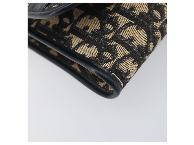 Bolso de hombro con cadena Christian Dior Trotter Canvas Navy Gold Auth 199115 Dorado Azul marino - vista 15
