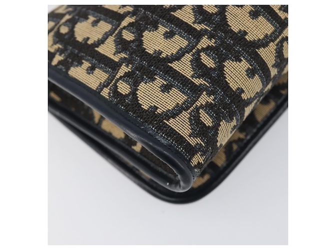 Bolso de hombro con cadena Christian Dior Trotter Canvas Navy Gold Auth 199115 Dorado Azul marino - vista 17
