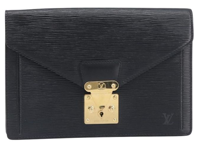 LOUIS VUITTON Epi Serie Dragonne Clutch Bag Black Noir M52612 LV Auth 200921 Negro - vista 13