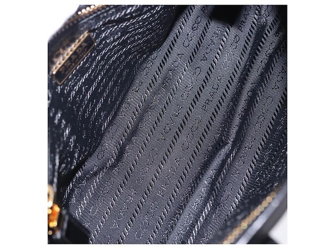 Borsa PRADA Bonnie in pelle 2 vie Nero Oro Auth 197332SAM D'oro - vista 10