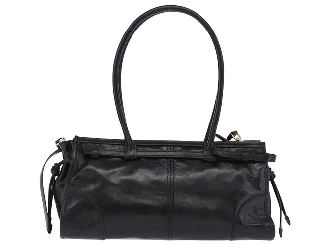 Borsa PRADA Bonnie in pelle 2 vie Nero Oro Auth 197332SAM D'oro - vista 2