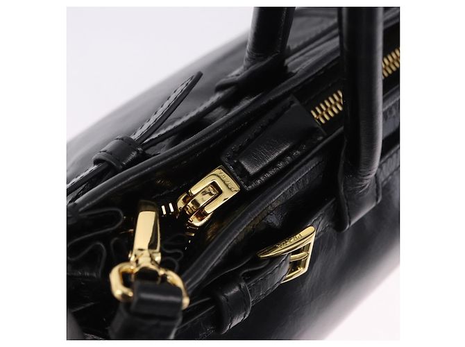 Borsa PRADA Bonnie in pelle 2 vie Nero Oro Auth 197332SAM D'oro - vista 21