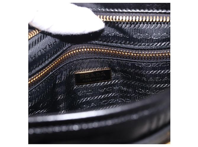 Borsa PRADA Bonnie in pelle 2 vie Nero Oro Auth 197332SAM D'oro - vista 22