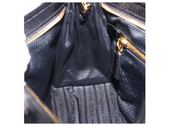 Borsa PRADA Bonnie in pelle 2 vie Nero Oro Auth 197332SAM D'oro - vista 24